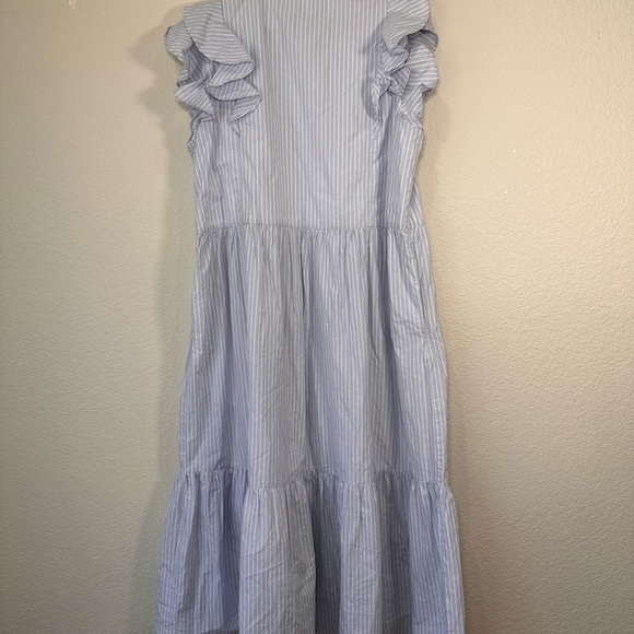 Carlson Blue Striped Dress with Ruffle Sleeves Women's Large - Picture 7 of 9